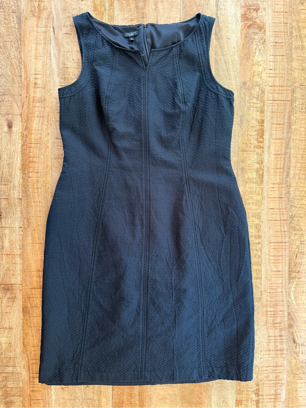 Talbots Collection Black Textured Sheath Dress Size 16 Sleeveless Career Cocktai